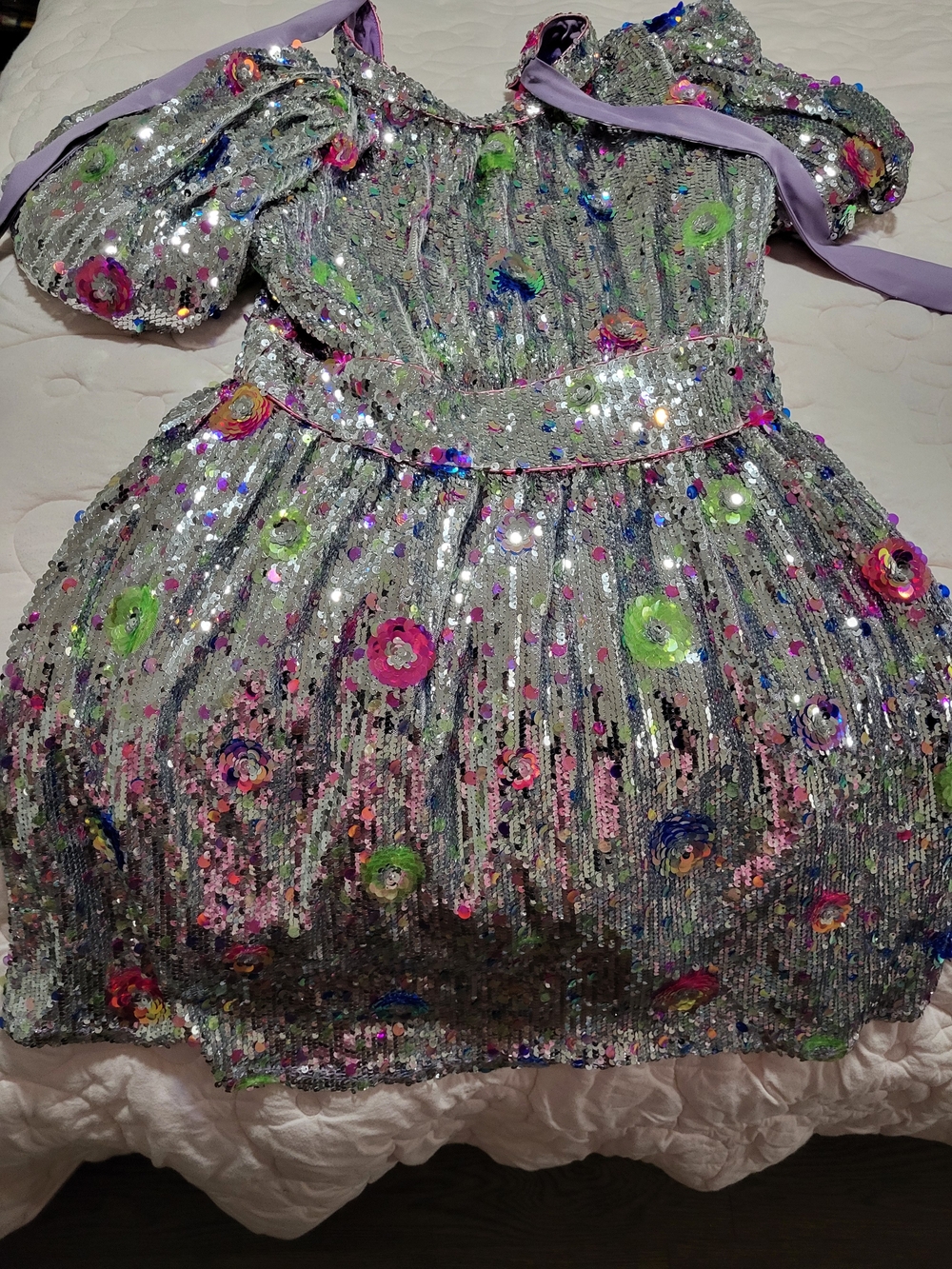 Celia B Silver Sequin Floral Party Dress
